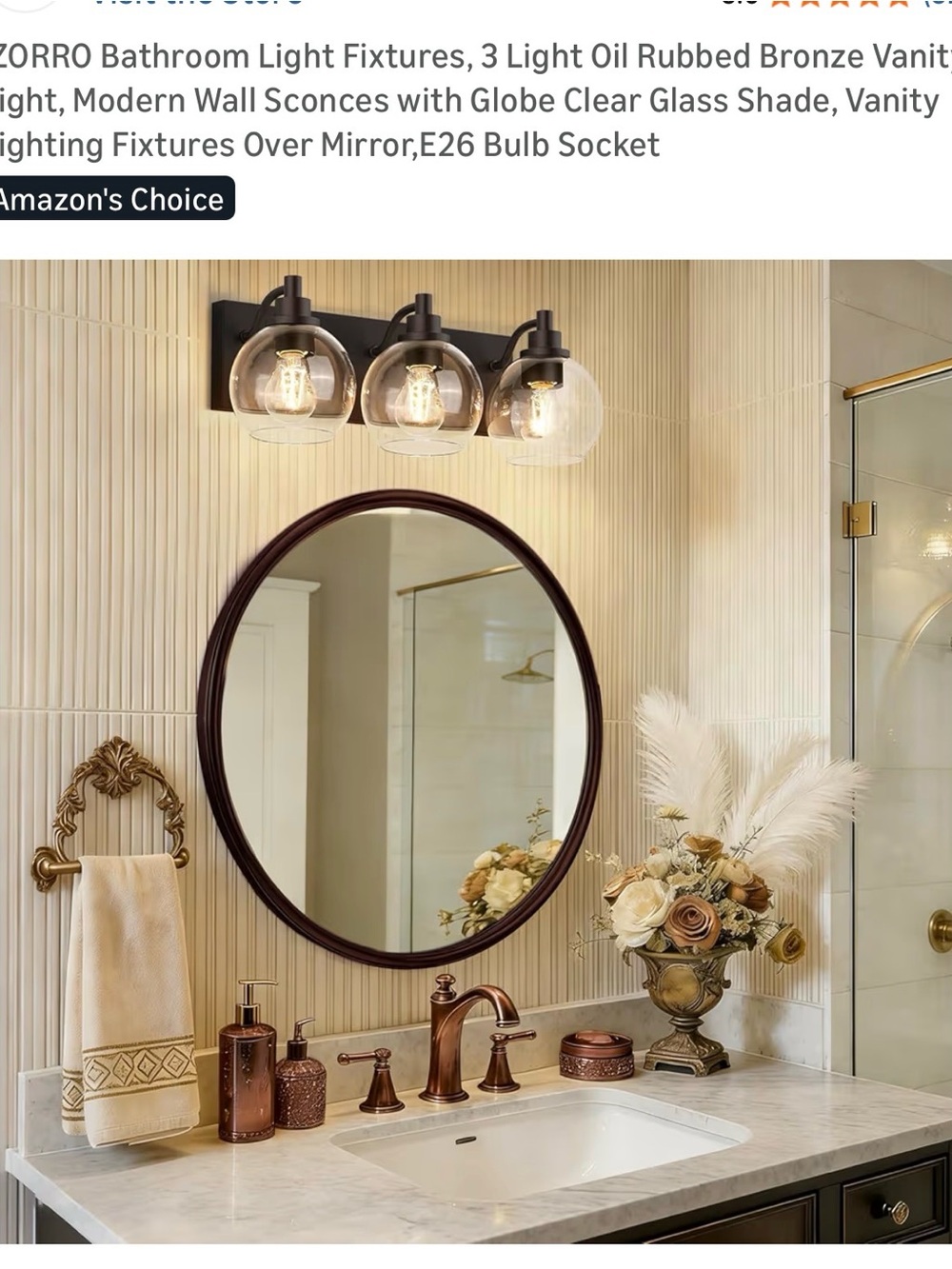 Oil Rubbed Bronze 3-Light Bathroom Vanity Light - Clear Glass Shades